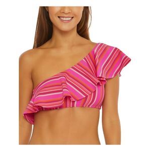 TRINA TURK Women's Pink Asymmetrical Removable Cup Marai Swimwear Top 14